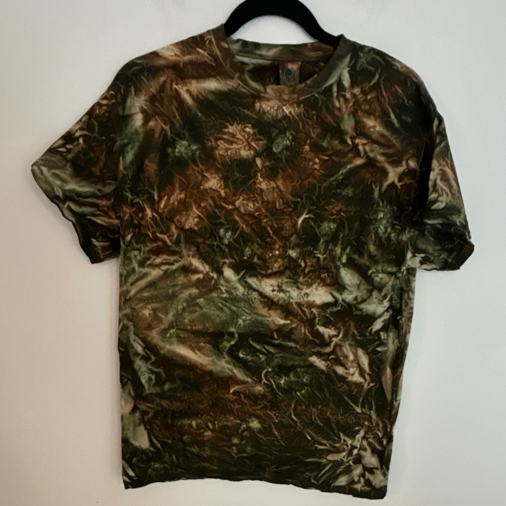 Colortone Men's Tie-Dye Camouflage Cotton Short Sleeve T-Shirt‎ Green Brown M